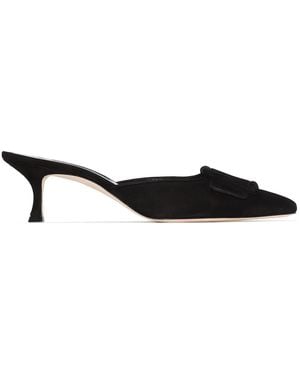 Manolo Blahnik Maysale Mules Aus Wildleder 50Mm - Schwarz