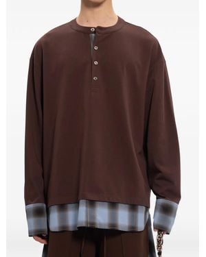 Feng Chen Wang Layered-Effect Henley T-Shirt - Brown
