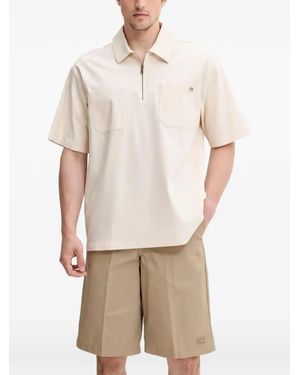 Dickies Half-Zip Logo-Patch Polo Shirt - Natural