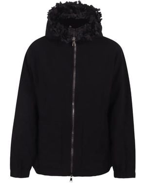 NOUMENO CONCEPT Floral-Embellished Zip-Up Hoodie - Black
