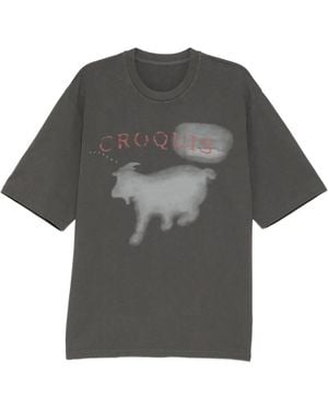CROQUIS Sheep-Print Cotton T-Shirt - Grey