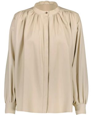 Yves Salomon Pleated Leather Shirt - Natural