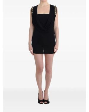 Roccobarocco Embellished Cowl-Neck Dress - Black