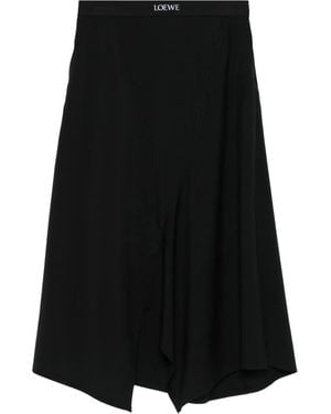 Loewe Asymmetric Midi Skirt - Black