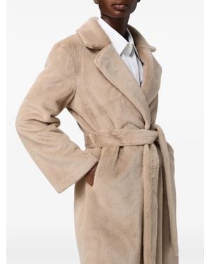Hanita Belted Faux-Fur Coat - Natural