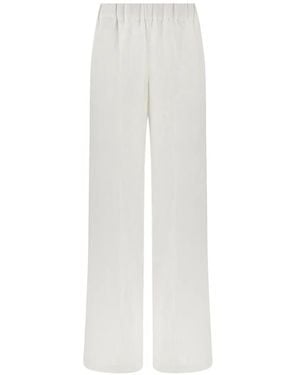 Paul & Shark Elasticated-Waistband Linen Palazzo Trousers - White