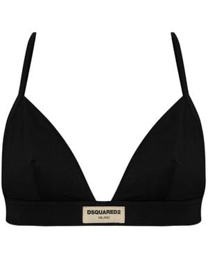 DSquared² Sujetador Triangular Con Parche Del Logo - Negro