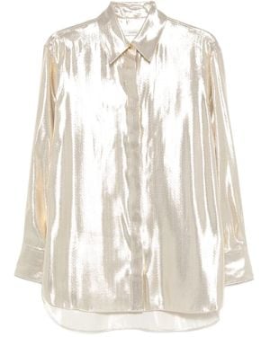 JOSEPH Capri Metallic Buttoned Top - White
