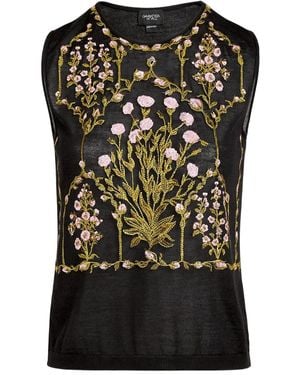 Giambattista Valli Top bordado sin mangas - Negro