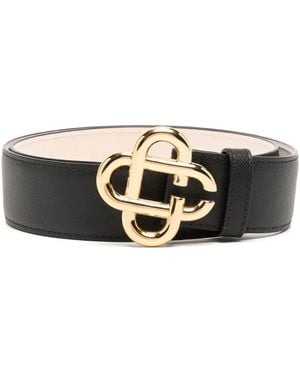 CASABLANCA Ceinture En Cuir À Plaque Logo - Noir