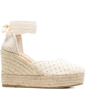 Manebí Yucatán Lace-Up Heeled Espadrilles - Neutro