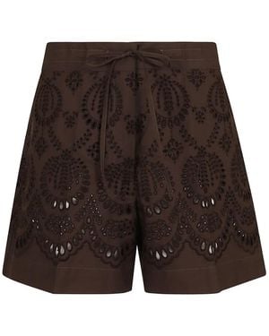 P.A.R.O.S.H. Cannes Embroidered Shorts - Brown