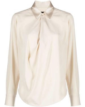 Rag & Bone Philippa Draped Satin Blouse - Natural
