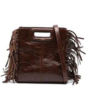 Maje Patent-Leather Fringe Mini Bag - Brown