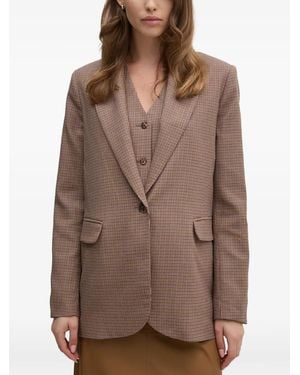 La Petite Francaise Vaillante Houndstooth Button Blazer - Brown