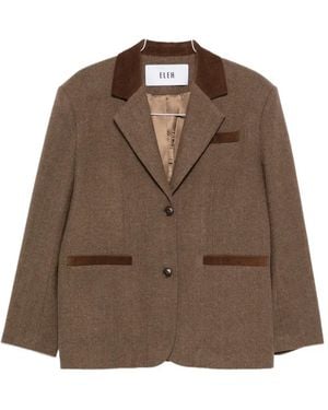 ELEH Corduroy-Trim Blazer - Brown