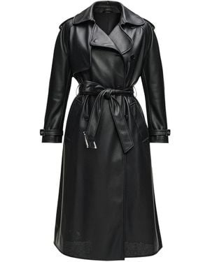 Karl Lagerfeld Perforated Belted Trench Coat - Black