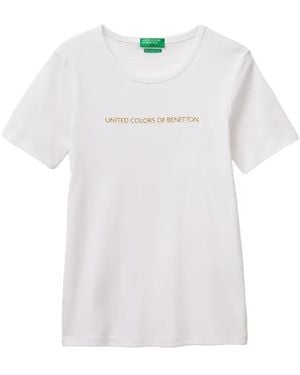 Benetton Logo-Embroidered T-Shirt - White
