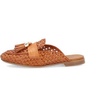 Frau Mules À Détails De Franges - Brown