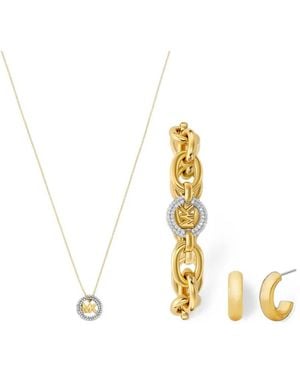 Michael Kors Logo-Plaque Necklace (Set Of Three) - Metallic