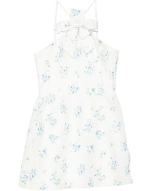ShuShu/Tong Vestido Corto Con Estampado Floral Y Lazo - Blanco