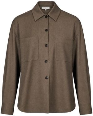 Antonelli Azalea Oversized Chest-Pocket Shirt - Brown