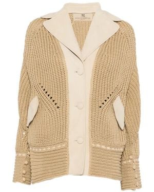 Ermanno Scervino Suede Paneled Coat - Natural