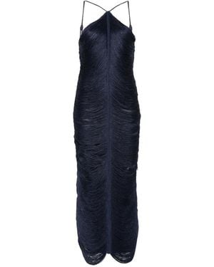 Bless Jade Midikleid Mit Fransen - Blau