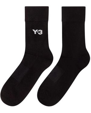 Y-3 Logo-Embroidered Ribbed Socks - Black