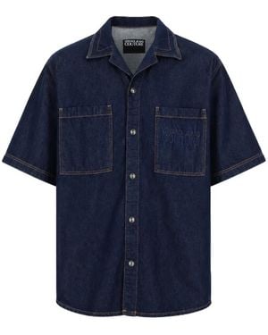 Versace Jeans Couture Logo-Embroidered Denim Shirt - Blue