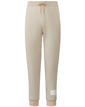 Thom Browne Solid Loopback Jersey 4-Bar Joggers - Natural