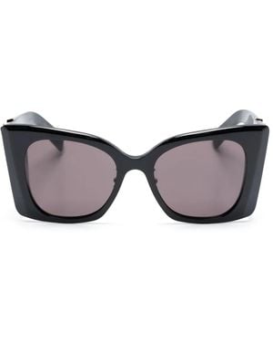 Saint Laurent Occhiali Da Sole Oversize Con Placca Logo - Grigio