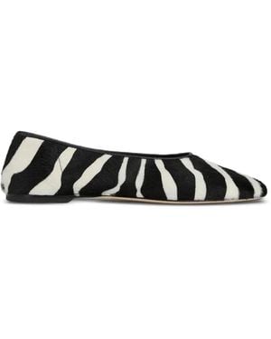 TOTEME Ballerines En Cuir Façon Poulain À Imprimé Zébré - Black