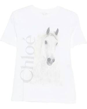 Chloé Printed Cotton T-Shirt - White