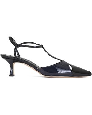 Manolo Blahnik Pointed-Toe T-Strap Court Shoes - Blue