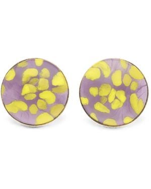Dries Van Noten Handmade Painted Earrings - Yellow