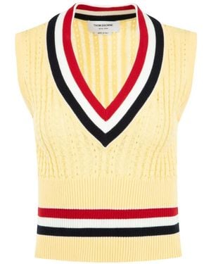 Thom Browne Cricket Rwb-Stripe Vest - Grey
