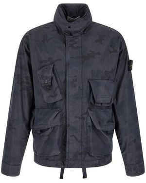 Stone Island Camouflage-Print Jacket - Blue