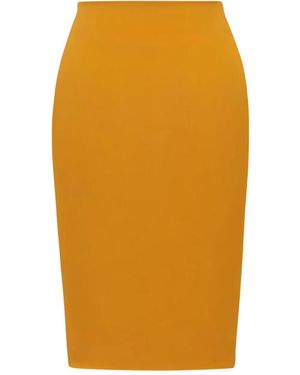 Saint Laurent Falda Midi Con Bolsillos Ocultos - Naranja