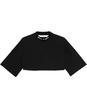 Palm Angels T-Shirt Crop À Logo Imprimé - Black