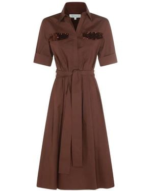 Antonelli Sequin-Embellished Belted Midi Dress - Brown