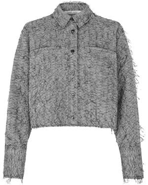 Samsøe & Samsøe Sasofila Herringbone Frayed Shirt - Grey