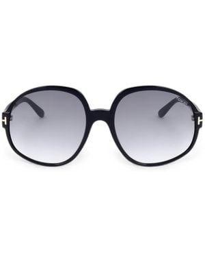 Tom Ford T-Logo Round-Frame Sunglasses - Black