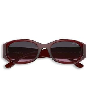 Vogue Eyewear Floral-Engraved Oval-Frame Sunglasses - Brown