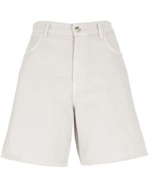 Fay Frayed Five-Pocket Shorts - White