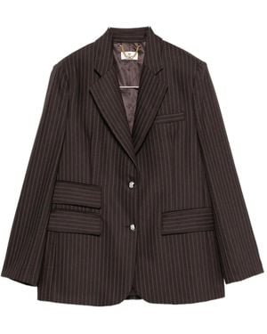 Elisabetta Franchi Pinstripe-Pattern Notched-Lapel Blazer - Brown