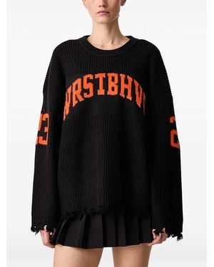 WRSTBHVR Tove Distressed Intarsia-Knit Jumper - Black