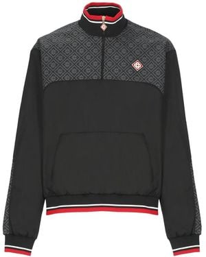 CASABLANCA Monogram Half-Zip Jumper - Black