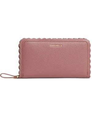 Coccinelle Large Leather Lace Scalloped-Edge Pebbled Wallet - Purple