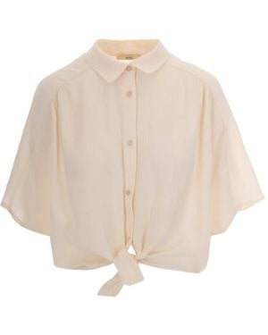 Sessun Cropped Tie-Knot Shirt - Natural